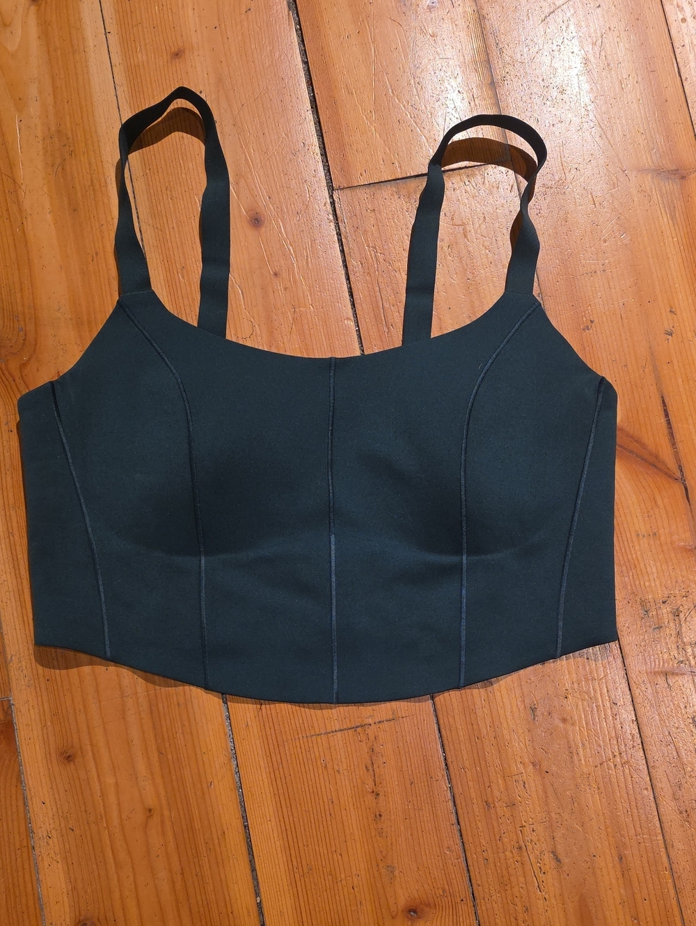 Structured Black Bandeau Crop Top with Adjustable Straps